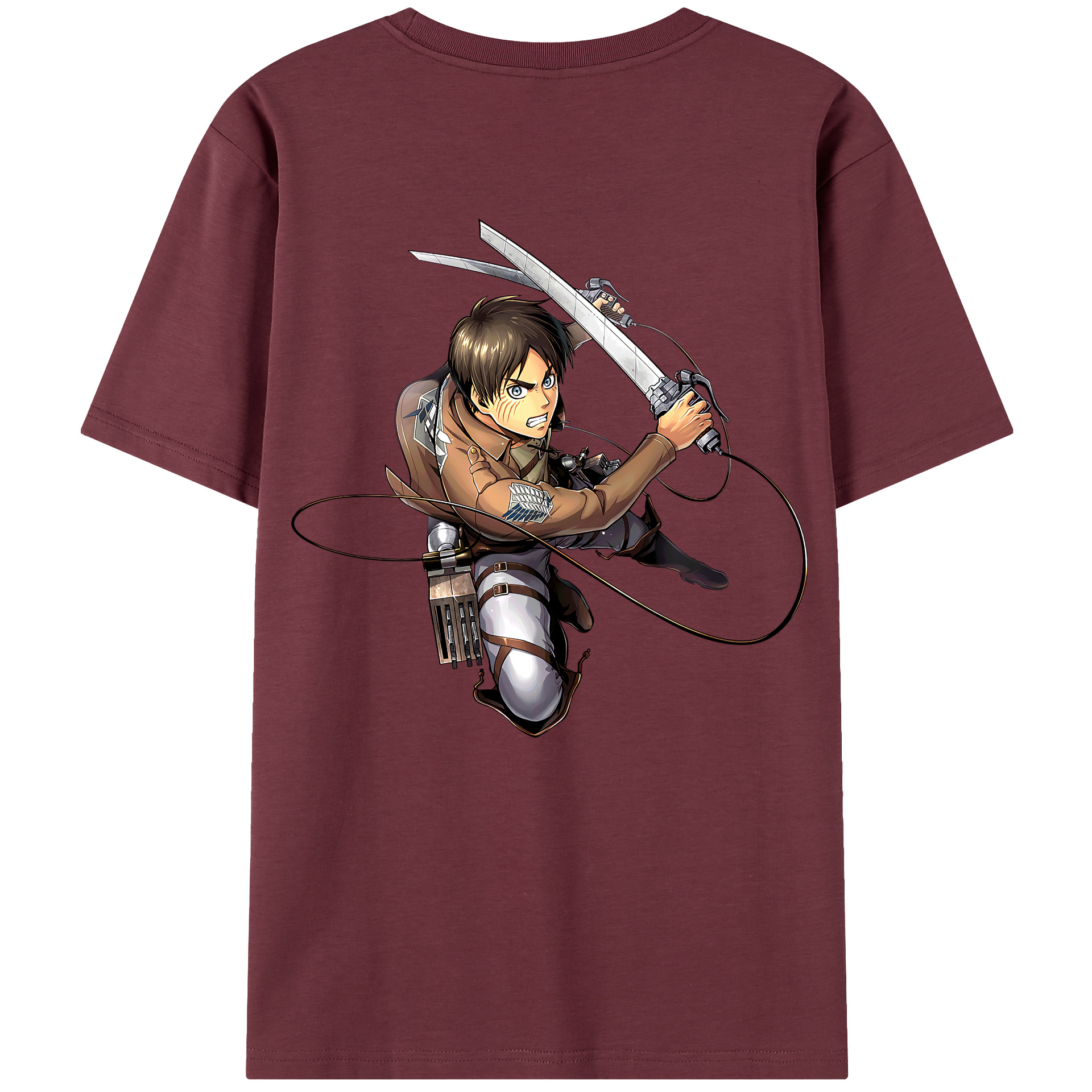（画像用） 進撃の巨人 エレン･イェーガー Attack on Titan Eren Jäger 綿100％半袖Tシャツ（背面プリント）